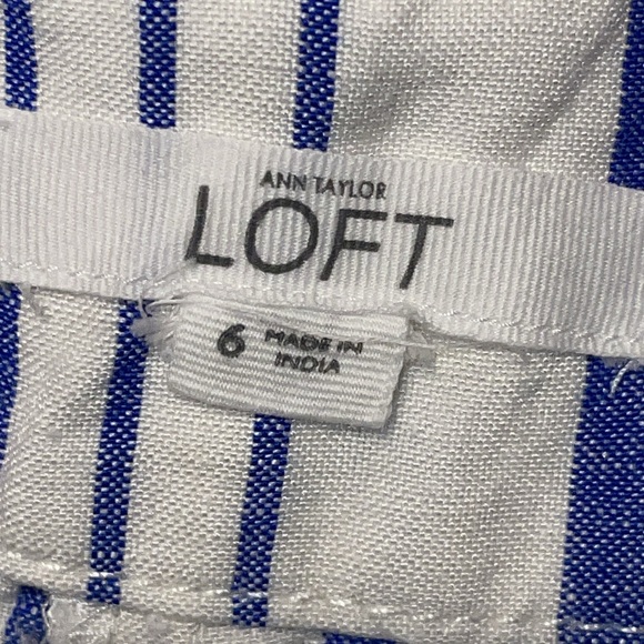 •ANN TAYLOR LOFT•THE RIVERA SHORT  WHITE & BLUE STRIPE LINEN/VISCOSE  SHORTS 6 - Picture 8 of 9